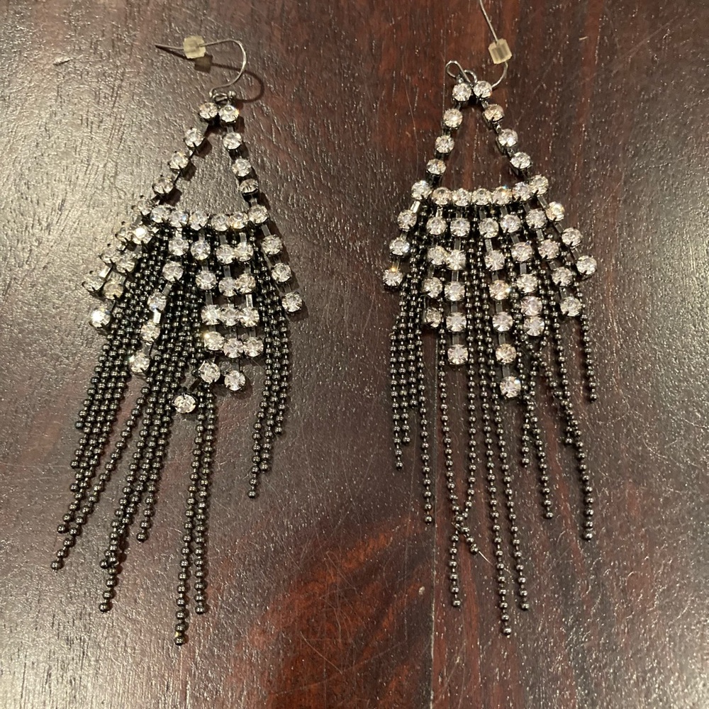 Elegant Black and Silver Dangle Earrings